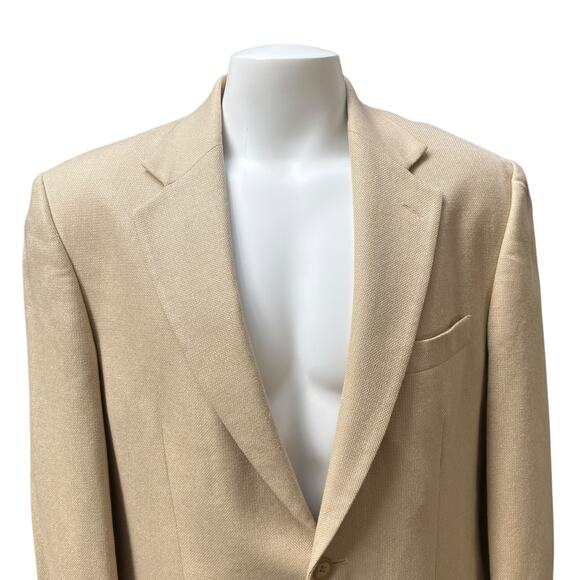 Lands End Blazer 40L Beige Silk Wool Blend Two Button Neutral Preppy Academia - Picture 2 of 16